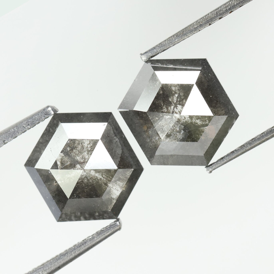 3.93 Ct Hexagon Shape Natural Loose Diamond Salt & Pepper Color Use For Jewelry I3 Clarity On6-77