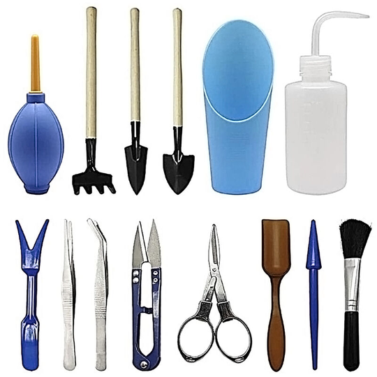 14PCS Garden Planting Tool Set Bonsai Succulent Transplanting Miniature Fairy Mini Garden Planting Gardening Hand Tools for Home Office Garden