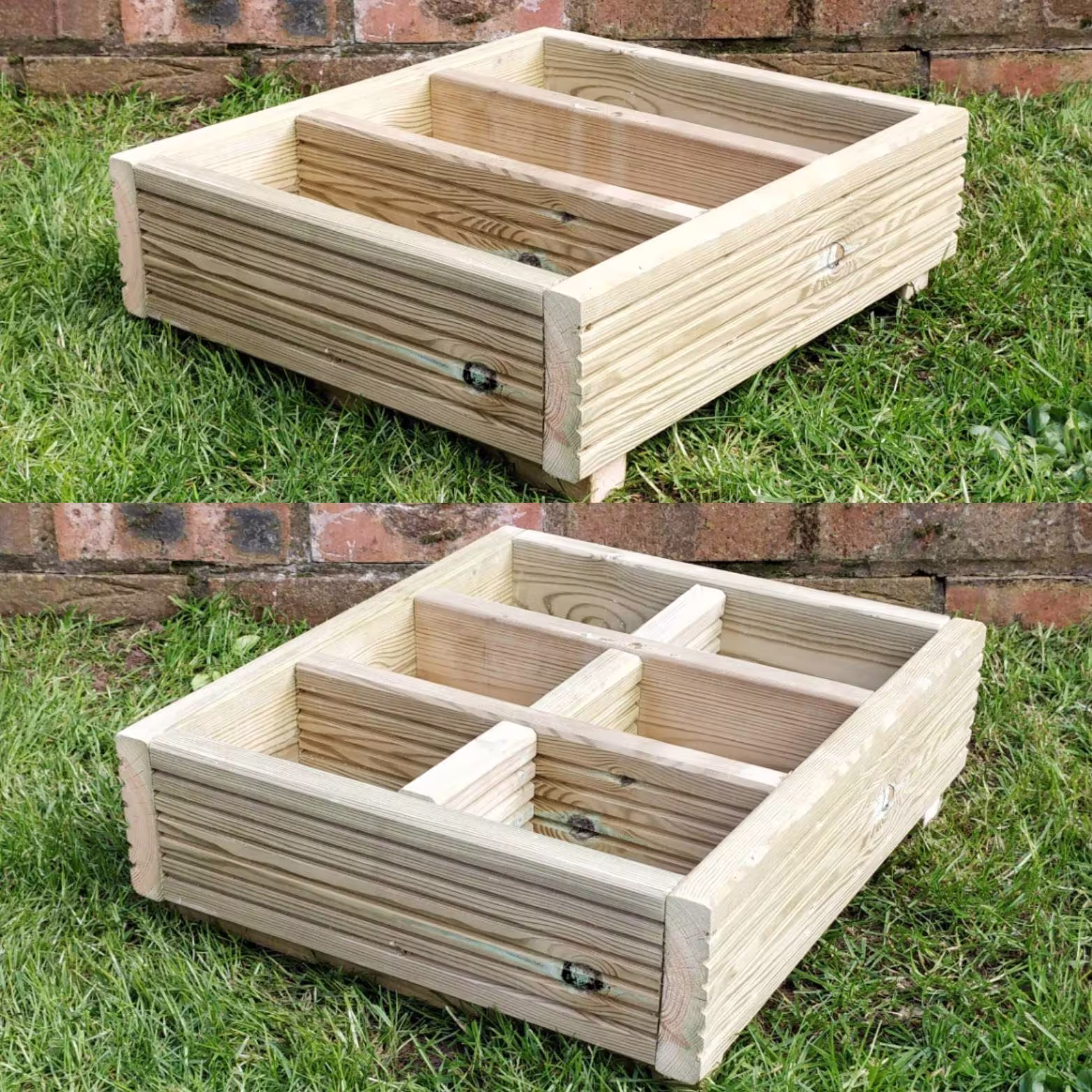 Wooden Herb Planter With Sections - Herbs Homegrown Ideal Gift Growyourown Wooden