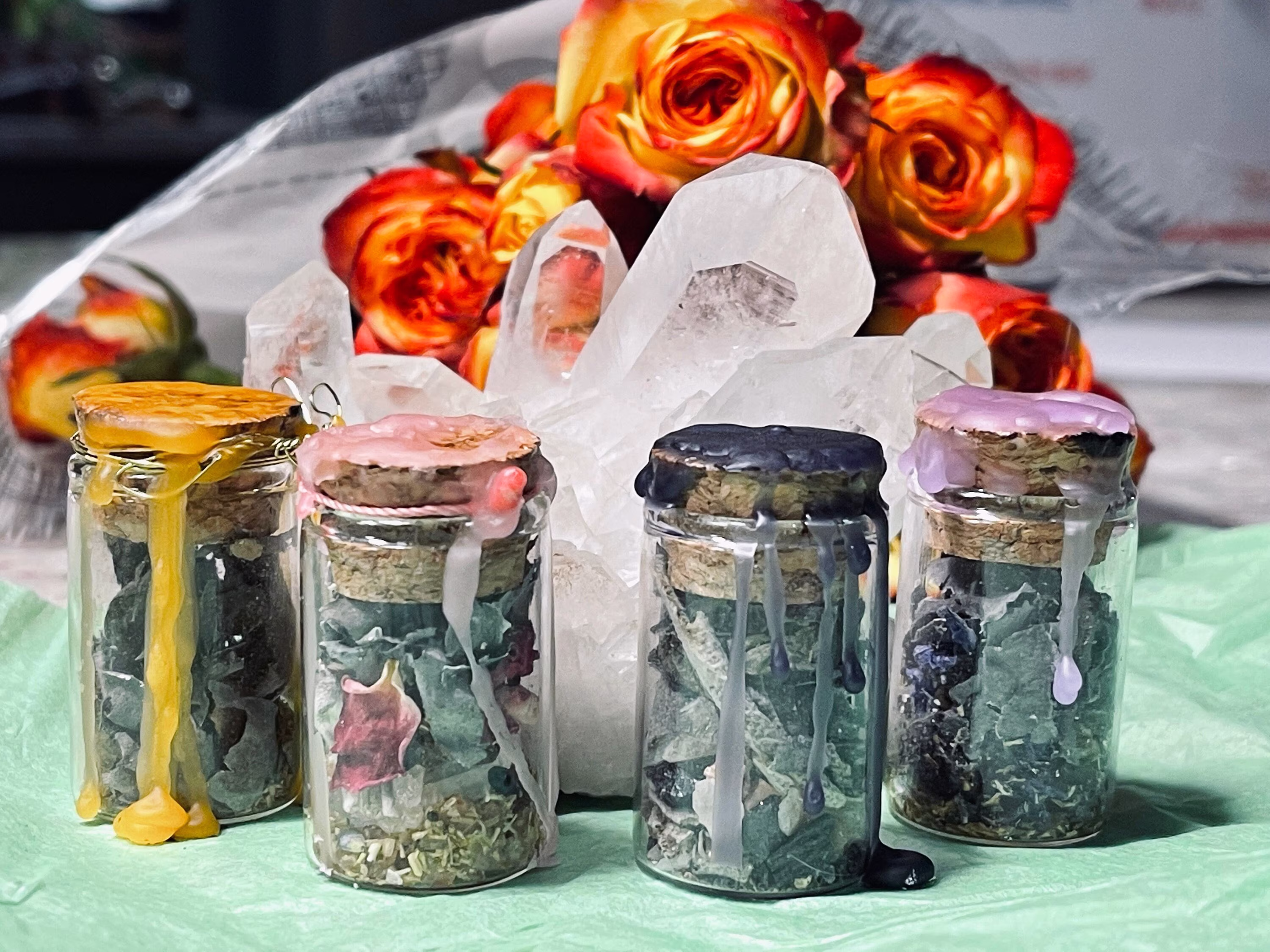 Manifestation - Wealth, Self Love, Protection, Sleep Mini Spell Jars Authentic Herb, Gemstone, Incense & More- Wiccan, Pagan, Witch Gift