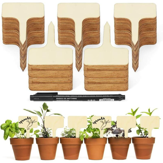Planter Labels, Vegetable Garden Labels, Seedling Label, Garden Label, Waterproof Garden Labels Plastic Garden Plant T-Shape Tags Label for Seed 100