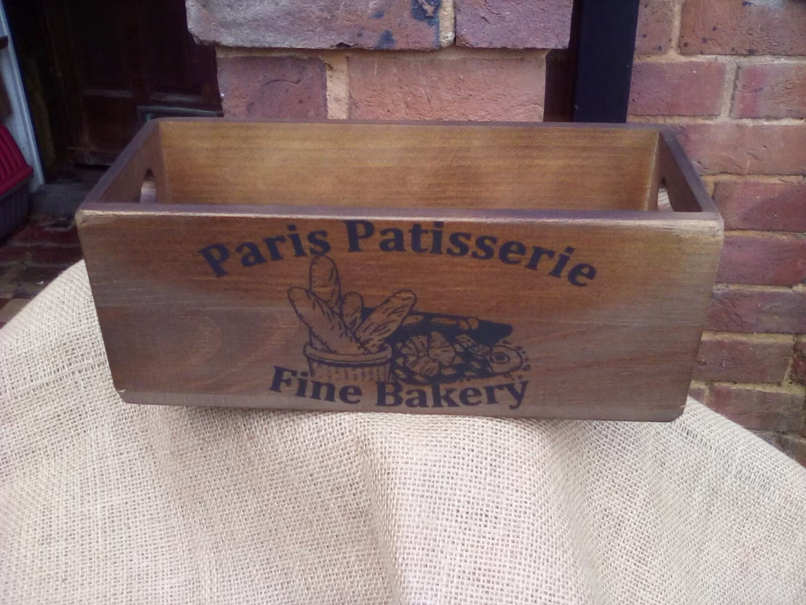 Gorgeous Rustic Wooden Paris Patisserie Storage Box. 28cm X 11 cm