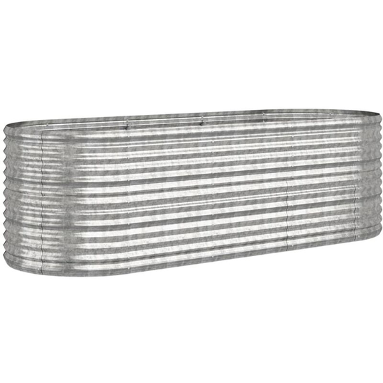 Garden Planter Powder-coated Steel 224x80x68 cm Silver Vidaxl Silver
