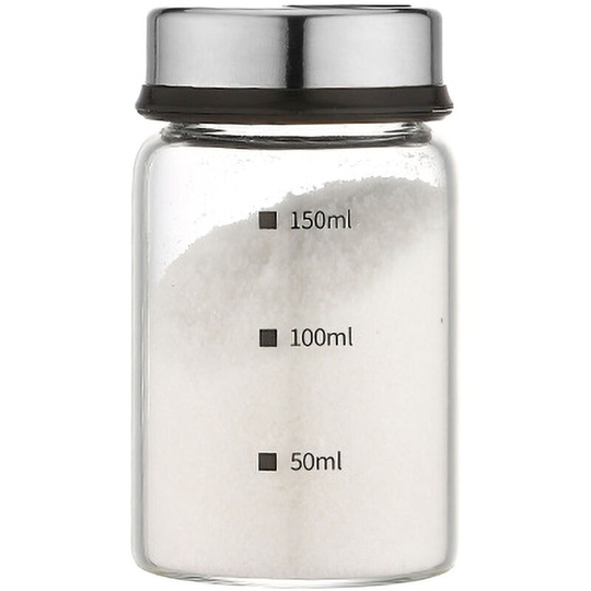 Asupermall - 150mL Glass Seasoning Jar With Scale 4 Outlets Spice jars Kitchen Chili Pepper Powder Sprinkling Jar Barbecue Salt Shaker