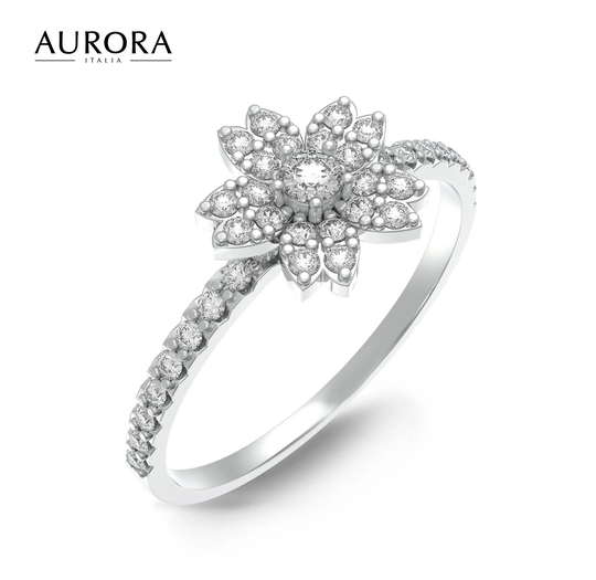 Auroses Four Seasons Collection - Spring Edition Ring 925 Sterling Silver 18K White Gold Plated