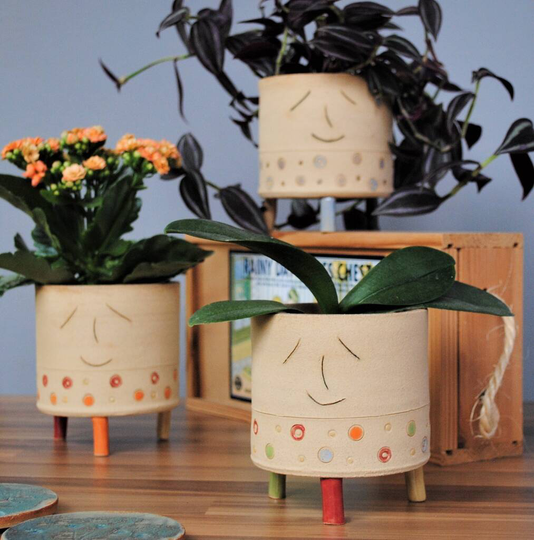 Personaised Smiley Face Dotty Spotty Plant Pot