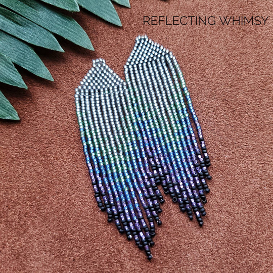 Iridescence, Seed Bead Fringe Earrings