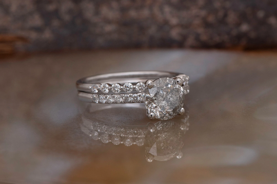 3.64Salt&pepper Diamond-Salt & Pepper Diamond Engagement Ring-Solitaire Ring-Promise Ring-Salt Pepper Ring-Wedding Set-Galaxy