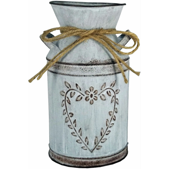 Galvanized Iron Vase with Rope Rustic Vintage Style for Home Decoration,model: Lace - model: Lace