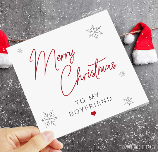 Merry Christmas To My Boyfriend - Card For The Other Half Xmas Him Seasonal Cards Festive Simplistic Nice