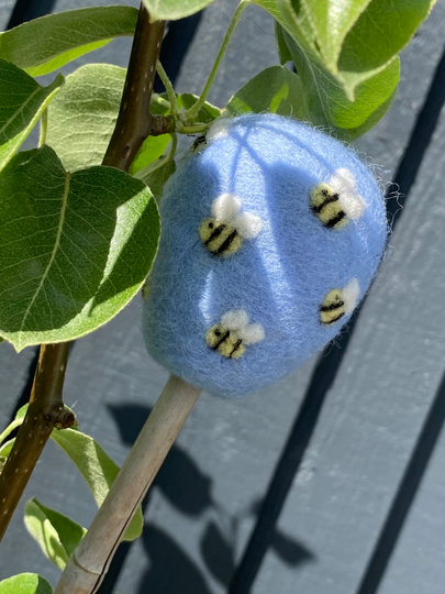 Garden Cane Toppers, Set Of 3, Felted Gardening Gift, Gifts For Gardeners, Accessories, Bumble Bee