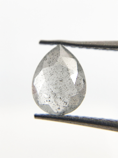 1.07Ct Salt & Pepper Diamond Grey Pear Shape Rose Cut Natural For Jewelry