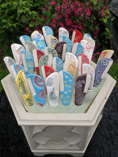 Blank Plant Markers Vegetable Patch Medium Size Stoneware No Name Herb Marker Herb & Veggie Labels Made in Cornwall Domspottery
