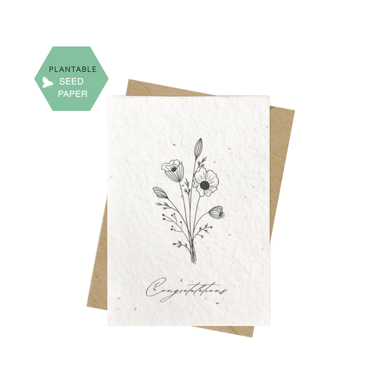 Seed Card Congratulations, Eco-Friendly, Greeting Cards, Biodegradable Gift , Graduation Card, Botanical A6 Cards
