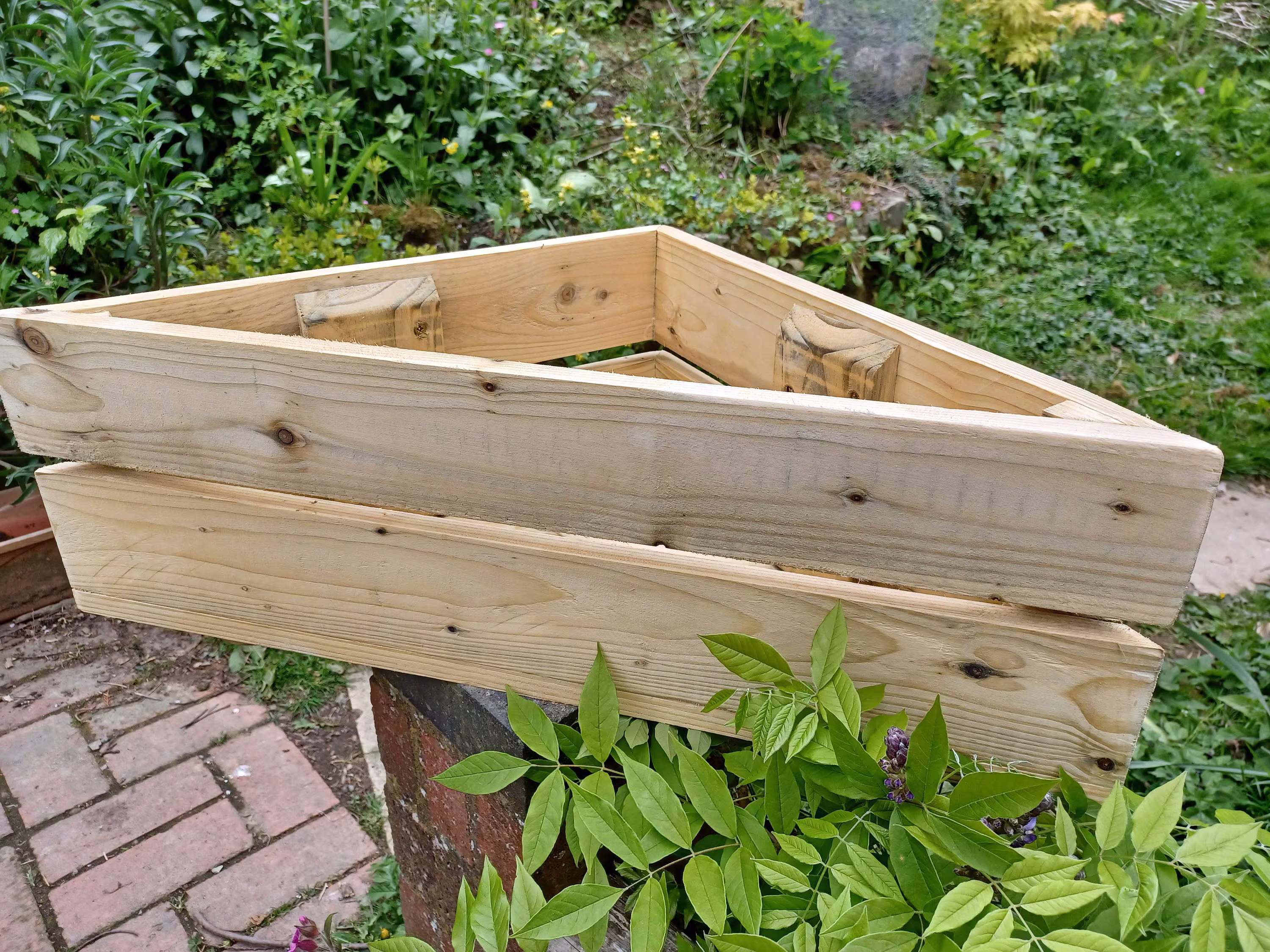 Planter Triangular Corner 70cm Wide From Hillsigns Made From Repurposed Treated Timber New Larger Size