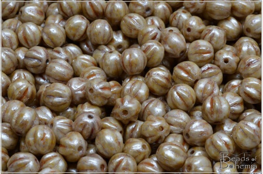 30 Pcs Chalk Herbs&spices Caraway Czech Glass Melon Beads 6 Mm | 12270