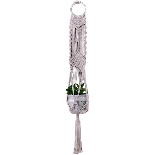 Macrame Plant Hanger with Tassels Woven Decorative Flower Pot Holder Indoor Outdoor Hanging Planter Basket Handmade Cotton Rope Home Garden Decor