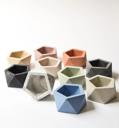 Air Plant Holder - Mini Planter Concrete Geometric Candle Cement Modern Minimalist Wedding Favor Shower Decor