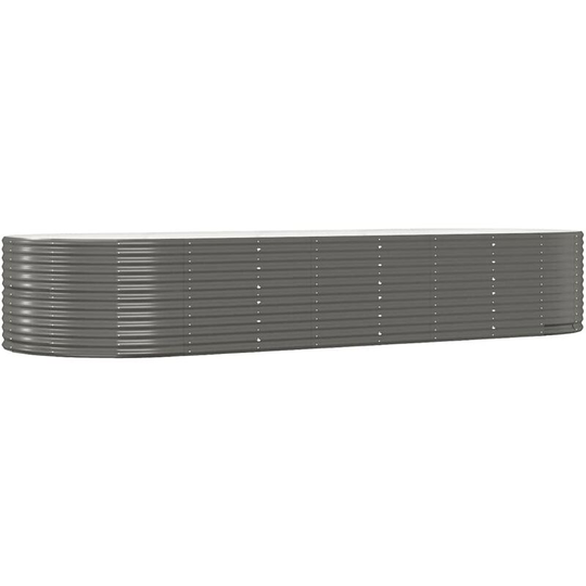 Garden Planter Grey 367x140x68 cm Powder-coated Steel Vidaxl Grey