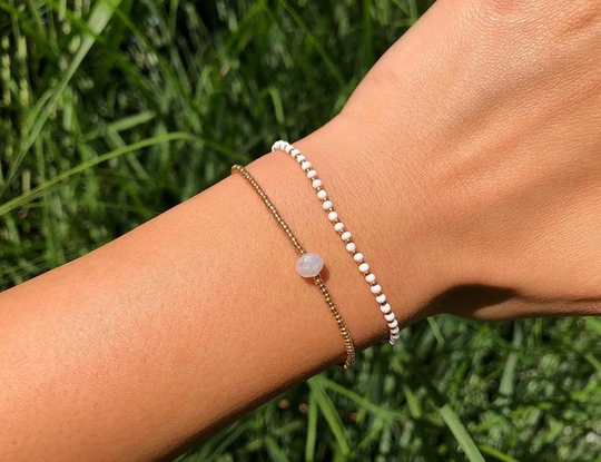 Basic White & Gold Seed Bead Bracelets