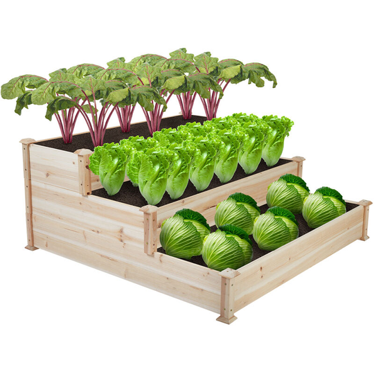 Unho - Large Corner Raised Elevated Garden Planter Bed 3 Box Kit Vegetable Flower Outdoor