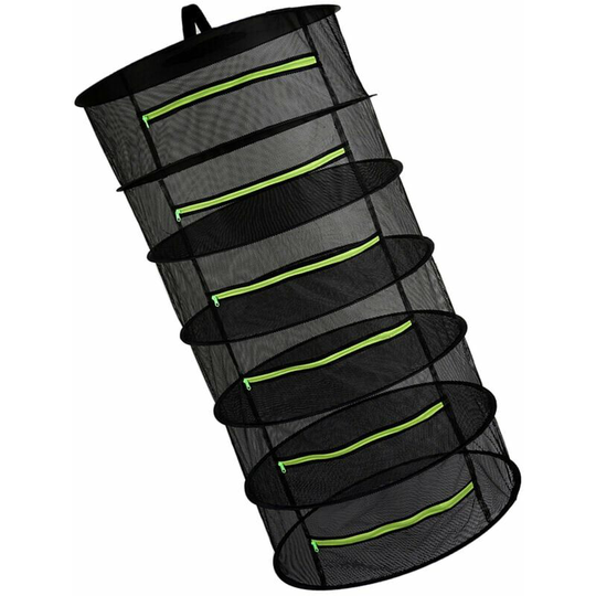 Hanging Basket 6 Layers with Zipper Folding Drying Rack Herb Drying Net Dryer Mesh Bag for Herbs Flowers Buds Plants, model: Green 6 layers