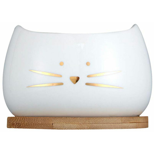 Cute Cat Cactus Flower Pot Succulent Pots Ceramic Planters White (White2)