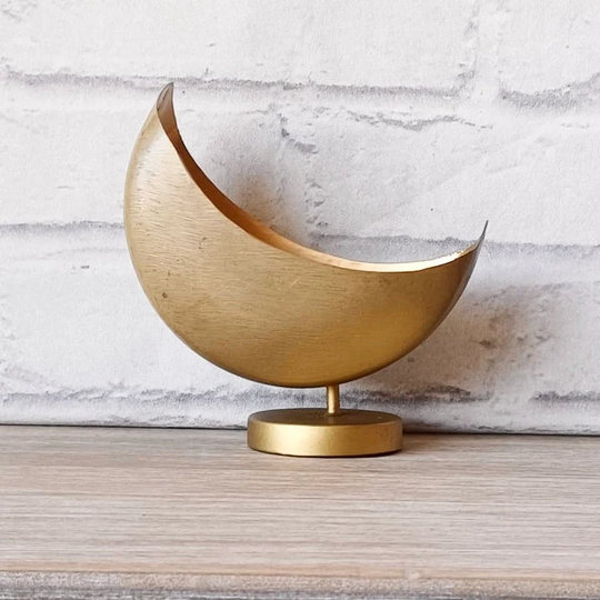Mini Gold Crescent Celestial Cosmic Lunar Moon Phase Planter Flower Vase Holder Home Decoration Décor Mother's Day Child Gift Present