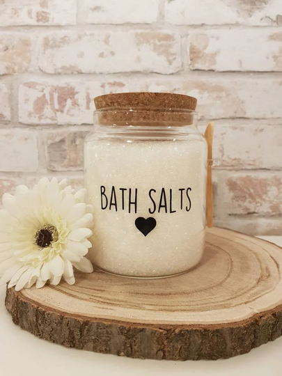 Large Glass Jar With Wooden Spoon Set For Bath Salts