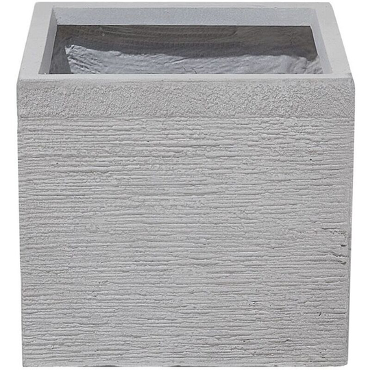 Garden Outdoor Plant Pot Planter Geometric Square Stone 30x30x28 cm White Paros - White