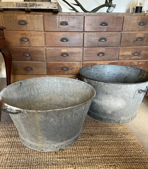 Oliver Tree Tub/Large/ Jumbo Metal Planter Dolly With Handles Galvanised Bucket/