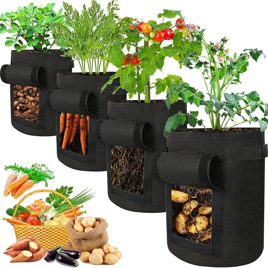 Potato Grow Bags Plant Grow Bags,7 Gal Tomato Grow Bags Breathable Fabric Vegetable Garden Growing Bag with Handles and Access Flap for