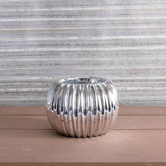 Silver Electroplated Ribbed Orchid Pot 14.6cm Indoor Planter Orchid, Plants, Cacti & Flowers - Fast & Free UK Delivery