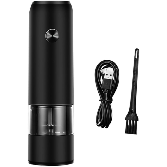 Seasoning Grinder Kitchen Electric Grinding Bottle 6 Speed Adjustable Thickness usb Suitable for Sea Salt Sichuan Pepper - Black