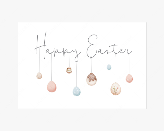 Happy Easter Print, Egg Wall Art, Decor, Living Room Seasonal Eggs