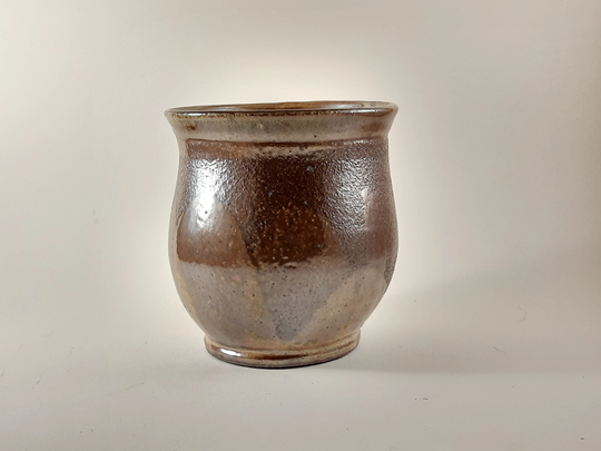 Dark Brown-Bronze Shino Glaze Vase | Soda Fired Pottery Ceramic With Drainage Hole