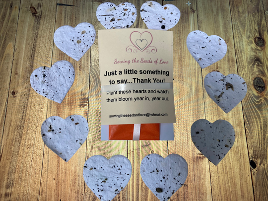 Thank You Gift Of Wild Flower Seeded Hearts, You, Plantable Seed Paper, Bee Friendly Seed Bomb, Sowing The Seeds Love
