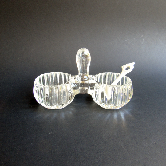 Double Master Pressed Glass Salt Cellar; Cellar, Dip