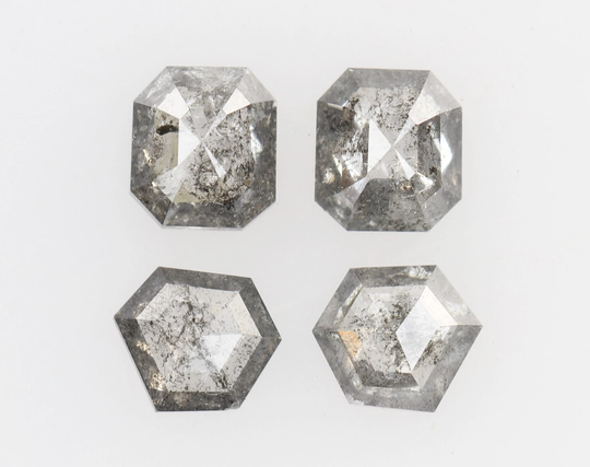 0.57 Ct, 3.6 X 3.2 1.6 Mm, Emerald Geometric Shape Salt & Pepper Natural Loose Beautiful Diamond, Rustic Diamond Ring, R1430