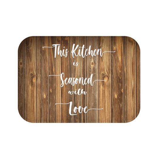 This Kitchen Is Seasoned With Love Mat, Area Rustic Kithen Decor, Brown Memory Foam Farmhouse Mat