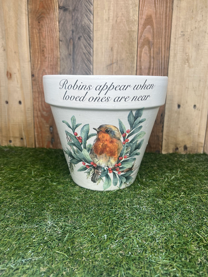 Large Robin Plant Pot, Christmas Robin Gift, Robins Appear When Loved Ones Are Near