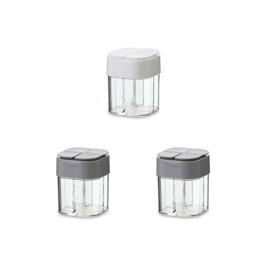 3 Set 4 in 1 Salt Shaker Dispenser Seasoning Jar Condiment Organizer for BBQ