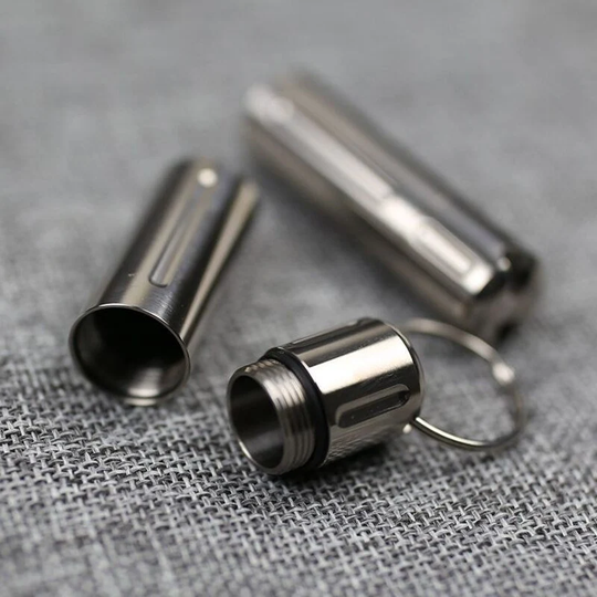 Bottle Waterproof Medicine Titanium Alloy Canister Seal Capsule Toothpick Box Outdoor Camping Tool Keychain Hangings Pendant Charm