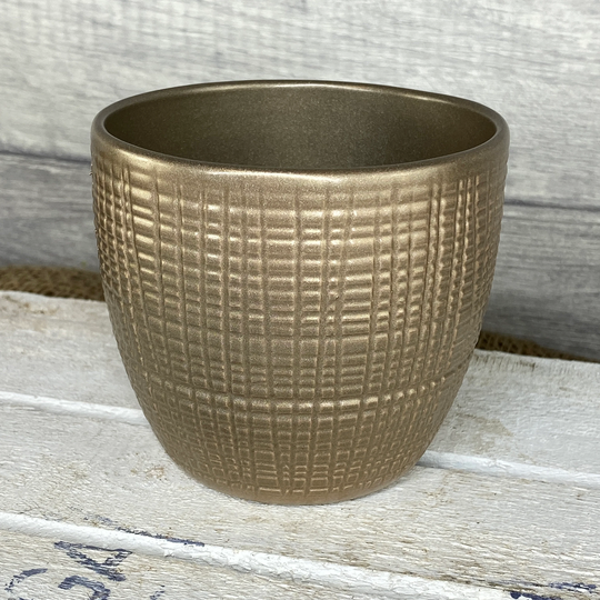Gold Textured Ceramic Planter - Suits All Occasions Christmas Metallic Plant Pot