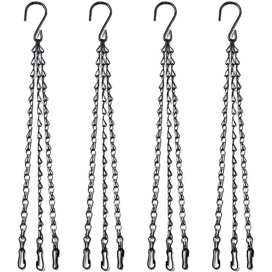 Betterlifegb - 4 Pack] 41cm Basket chain hanging 3-strand metal spare chain hook with hook and clip for flower pots planters bird feeders lanterns