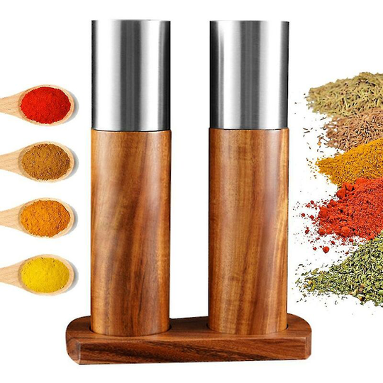 Heguyey - Piece Wooden Salt and Pepper Mill Set - Kitchen Spice Grinder