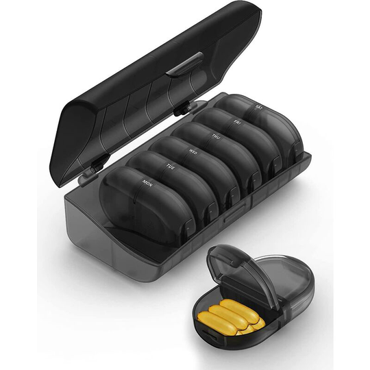 Deckon - Pill Organizer 2 Times a Day, Weekly Pill Box Am Pm, Removable Medicine Organizer(black)