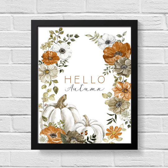 Autumn Decor | Fall Pumpkin Prints Pumpkins Wall Art Seasonal Hello
