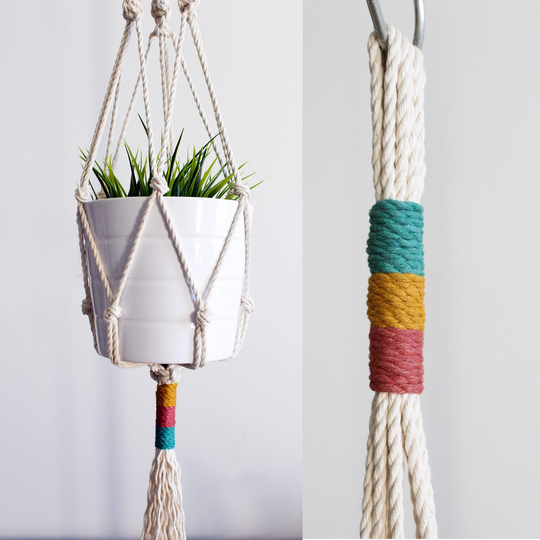 Macrame Plant Hanger, Hanging Planter, Color Block, Birthday Gift, Christmas No Customs Fees On Orders Going To The Usa