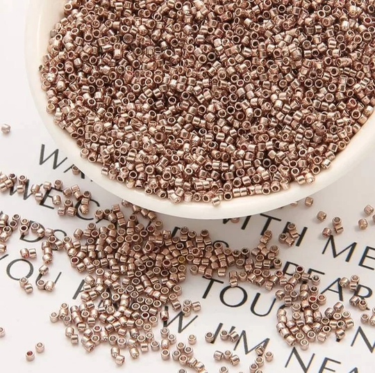 Appx 1900 Beads 10 Grams 2mm Seed Rose Gold Czech Glass Loose Spacer Round Tiny Diy Jewelry